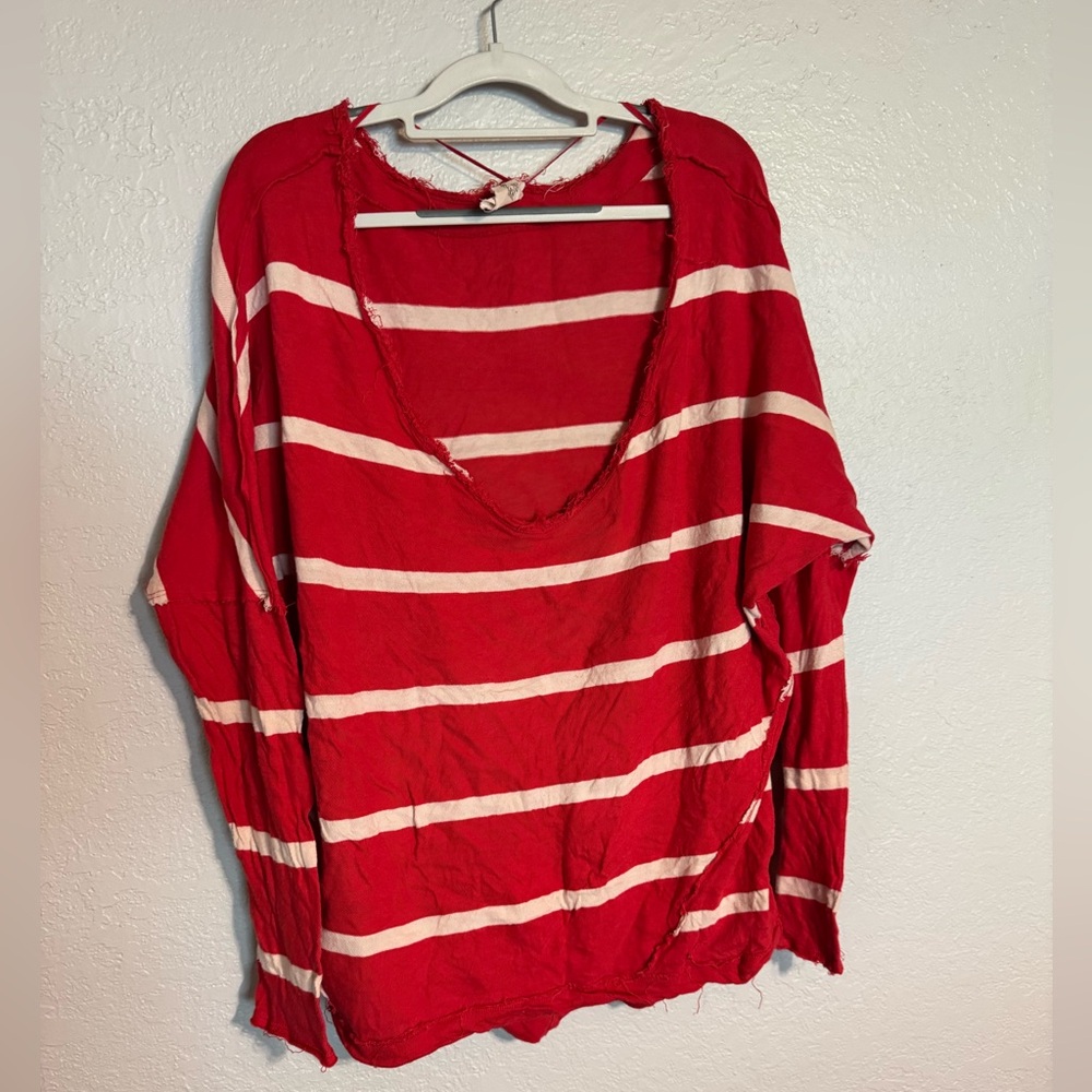 We The Free Red and White Striped Top